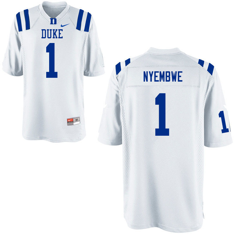 Men #1 Axel Nyembwe Duke Blue Devils College Football Jerseys Sale-White - Click Image to Close